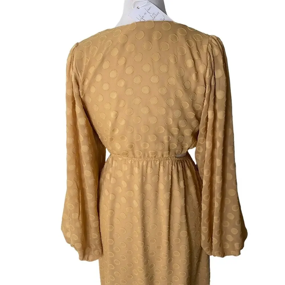 SHOW ME YOUR MUMU Go Out Cut Out Maxi Dress Gold Dot Long Sleeves Boho Medium - Picture 9 of 14